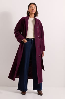 Classic Midi Funnel Neck Coat