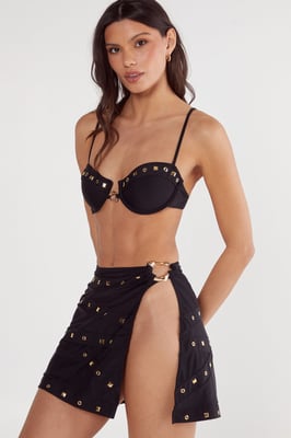 Ring Studded Underwire 3pc Bikini Set