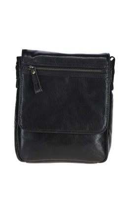 Sleek Real Leather Messenger Bag with Multiple Pockets