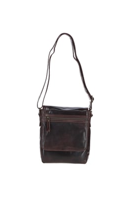 Sleek Real Leather Messenger Bag with Multiple Pockets