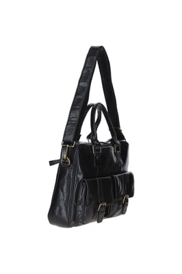 Executive Leather Laptop Bag with Buckle Pockets