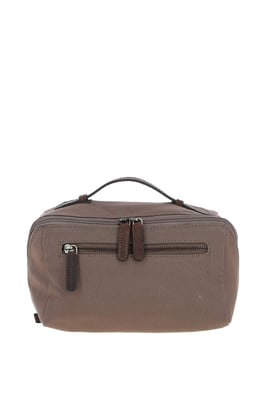 Real Leather X Canvas Washbag