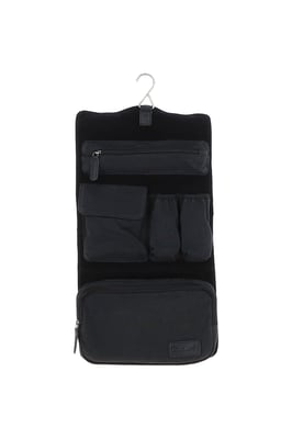 Real Leather & Canvas Hanging Toiletry Bag