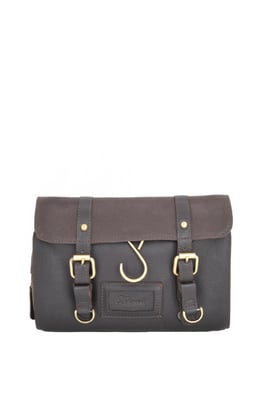 Real Leather & Canvas Hanging Toiletry Bag