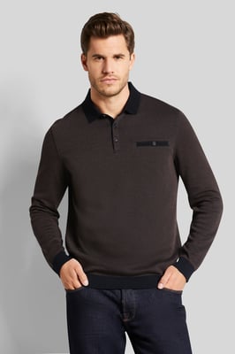 Bugatti Herren Polo met lange mouwen in 2-tone look