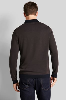 Bugatti Herren Polo met lange mouwen in 2-tone look