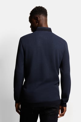 Bugatti Herren Polo met lange mouwen en opstaande kraag