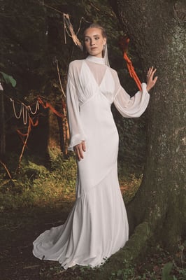 Chiffon Overlay Bohemian Long Sleeve Maxi Wedding Dress