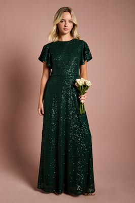 Teen Coast Sequin Angel Sleeve Bridesmaid Dress