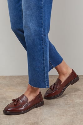 Bunny Leather Brogue Detail Tassel Loafers