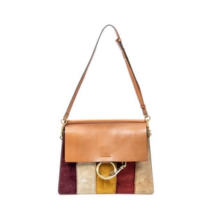 Medium Faye Shoulder Striped Patchwork Shoulder Bag