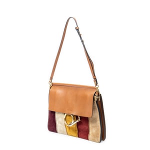 Medium Faye Shoulder Striped Patchwork Shoulder Bag
