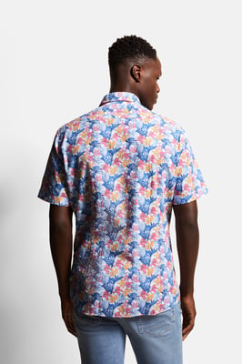 Bugatti Herren Shirt met korte mouwen en bladprint