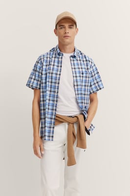 Bugatti Herren Shirt met geruit patroon