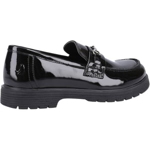 Hush Puppies Lydia Patent Senior Leather Girls's Black Loafers