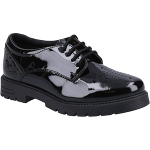 Hush Puppies Jayne Patent SNR Meisjes Zwarte Veterschoenen Van Leer