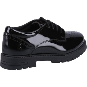 Hush Puppies Jayne Patent SNR Meisjes Zwarte Veterschoenen Van Leer
