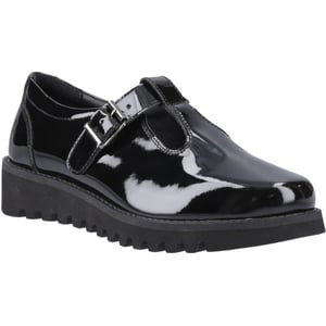 Hush Puppies Florrie T-Bar Flickors Svarta Skor I Läder