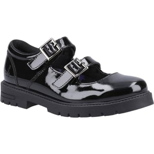 Hush Puppies Ella Patent Junior Meisjes Zwart Leren Schoenen