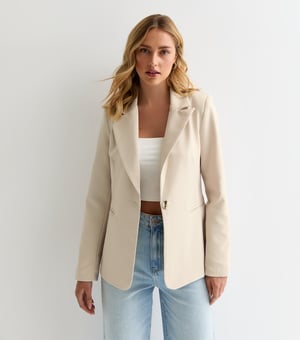 Beige Pocket Detail Tailored Blazer