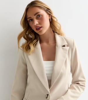 Beige Pocket Detail Tailored Blazer