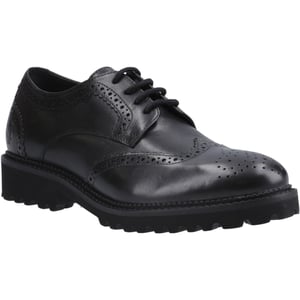 Hush Puppies Gabi Lace Up Läderflickors Svarta Brogues