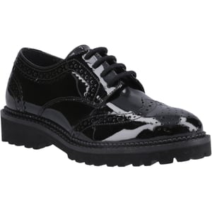 Hush Puppies Gabi Lace Up Läderflickors Svarta Brogues