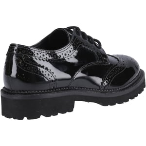 Hush Puppies Gabi Lace Up Läderflickors Svarta Brogues