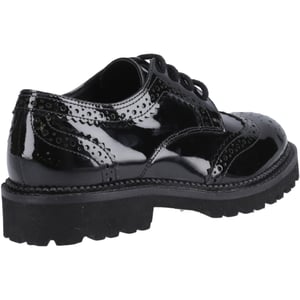 Hush Puppies Gabi Lace Up Läderflickors Svarta Brogues