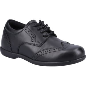 Hush Puppies Bridget JNR Läderflickors Svarta Brogues