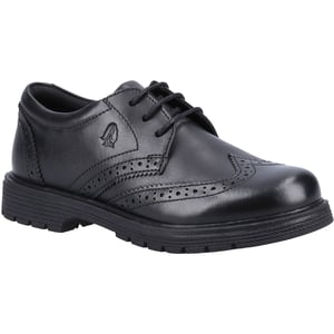 Hush Puppies SALLY SENIOR 2 Läderflickors Svarta Brogues
