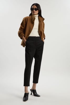 Ponte And Pu Mix Tailored Slim Leg Trouser