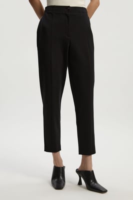 Ponte And Pu Mix Tailored Slim Leg Trouser