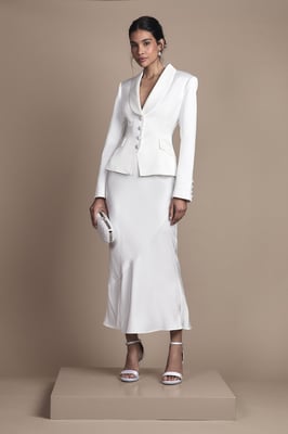 Bridal Waisted Jacket With Satin Lapel