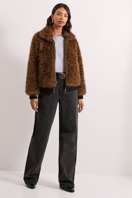 Tiger Faux Fur Bomber Jacket