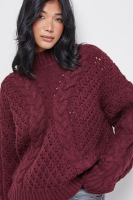Chunky Cable Knit Roll Neck Jumper
