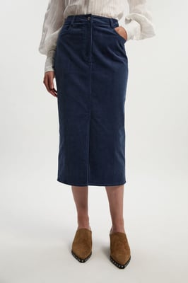 Stretch Cord Midi Pencil Skirt