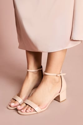 Wide Fit Thelma Faux Leather Medium Block Heel Sandals