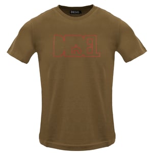 Diesel Outlined Logo Bruin Koffielikeur T-shirt