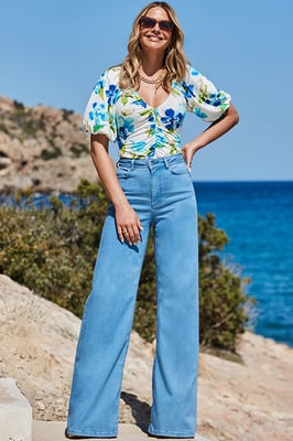 Bright Blue Palazzo Jeans