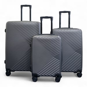 Hardshell Charcoal Grey Suitcase Robust 8 Wheel Cabin Luggage Case Bag