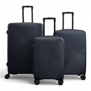 Hardshell Black Suitcase Robust 8 Wheel Cabin Luggage Case Bag