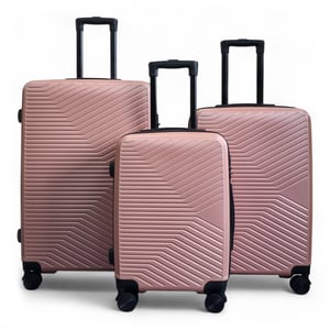 Hardshell Rose Gold Suitcase  Robust 8 Wheel Cabin Luggage Case Bag Set