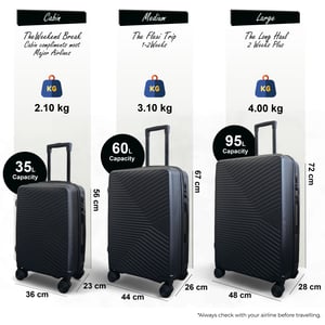 Hardshell Black Suitcase Robust 8 Wheel Luggage Cabin Case Bag Set
