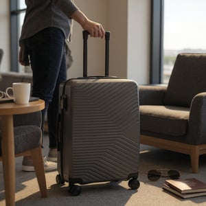Hård grå kabinväska 48 x 37 x 20 cm lämplig för Easyjet, Ryanair