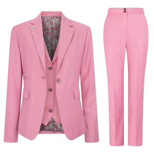 Women's 3 Piece Tailored Fit Plain Pink Formal Office Suit