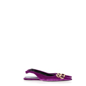 Balenciaga BB Knife Slingback Flats in Purple Velvet