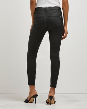 River Island Womens Skinny Jeans Petite Black Coated Molly