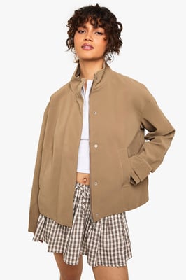 Funnel Neck Faux Leather Jacket