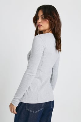 Ribbed Longline Popper Front Top